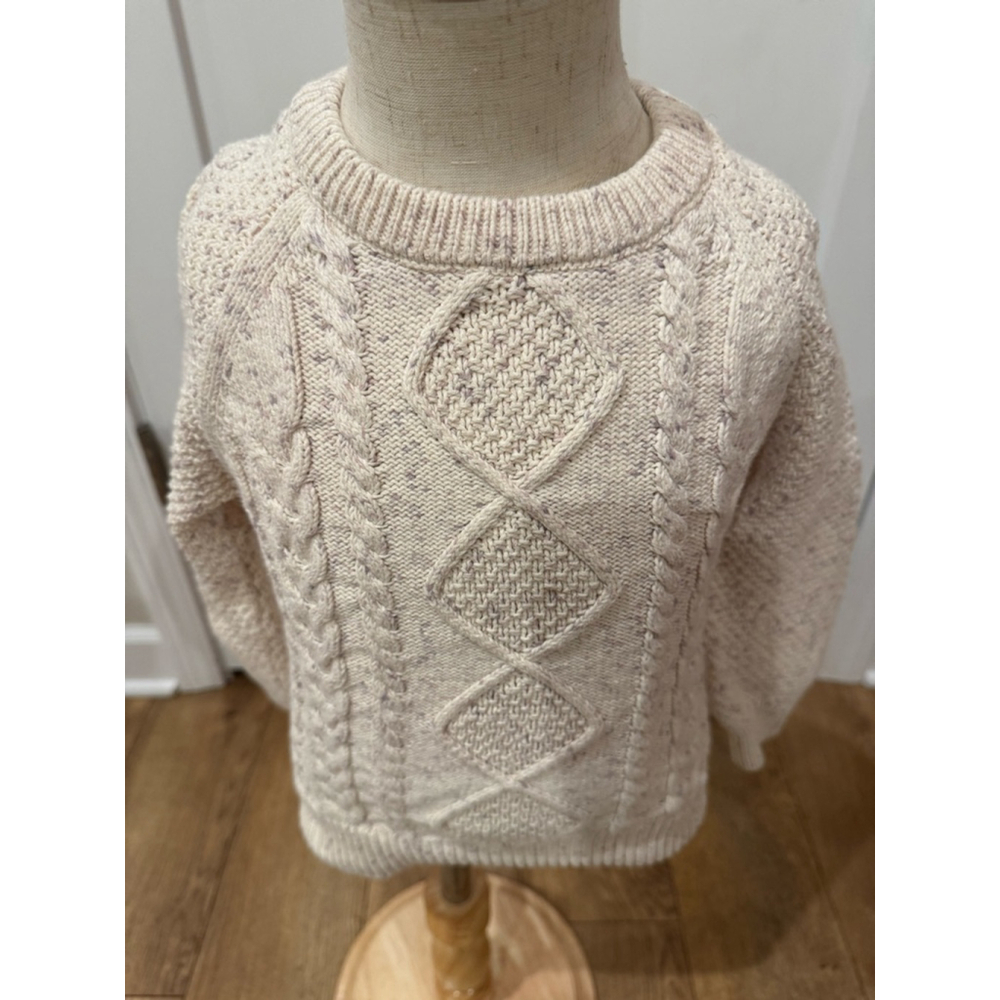 Jamie Kay Sweater 3Y Beige Grey Cable Knit